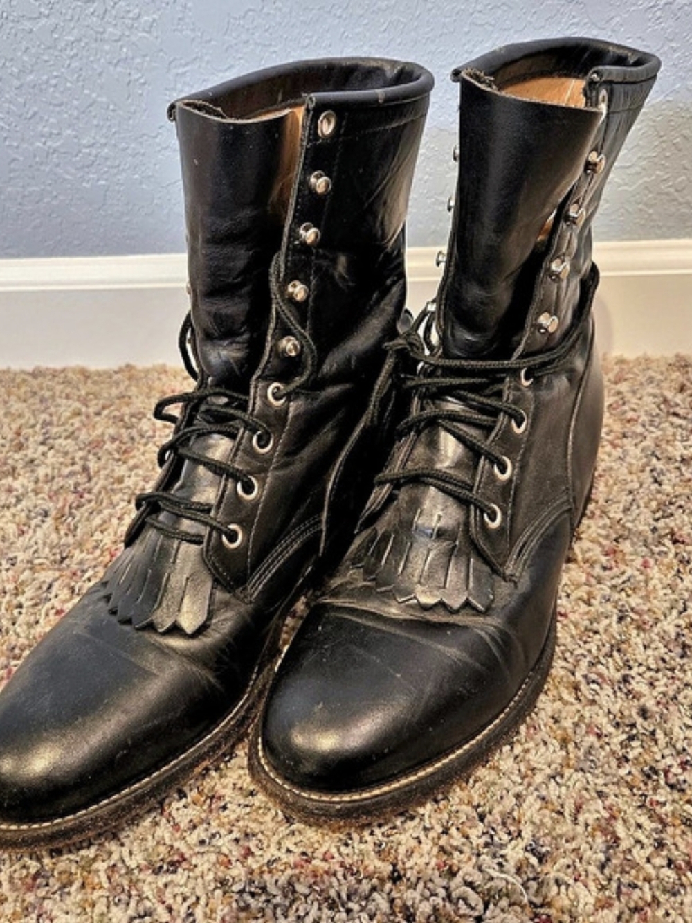 Vintage Justin Black Leather Boots women's Size 8.5 D